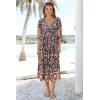 imageWomens Floral Boho Maxi Dress 2025 Summer V Neck Puff Sleeve Casual Loose Flowy Long Beach DressesPurple