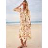 imageWomens Floral Boho Maxi Dress 2025 Summer V Neck Puff Sleeve Casual Loose Flowy Long Beach DressesWhite