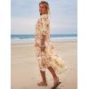 imageWomens Floral Boho Maxi Dress 2025 Summer V Neck Puff Sleeve Casual Loose Flowy Long Beach DressesWhite