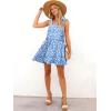 imageWomens Floral Summer Mini Dresses Ruffle Straps Boho Tiered Babydoll Tank Sundress Beach Vacation Short DressesPattern1