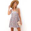 imageWomens Floral Summer Mini Dresses Ruffle Straps Boho Tiered Babydoll Tank Sundress Beach Vacation Short DressesPattern2