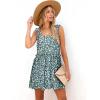 imageWomens Floral Summer Mini Dresses Ruffle Straps Boho Tiered Babydoll Tank Sundress Beach Vacation Short DressesPattern4