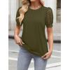 imageWomens Lace Short Sleeve Tops Dressy Casual Blouses Business Work Office T Shirts 2025 Trendy Summer ClothesArmy Green