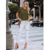 imageWomens Lace Short Sleeve Tops Dressy Casual Blouses Business Work Office T Shirts 2025 Trendy Summer ClothesArmy Green