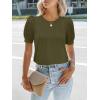 imageWomens Lace Short Sleeve Tops Dressy Casual Blouses Business Work Office T Shirts 2025 Trendy Summer ClothesArmy Green