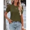 imageWomens Lace Short Sleeve Tops Dressy Casual Blouses Business Work Office T Shirts 2025 Trendy Summer ClothesArmy Green