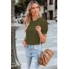 imageWomens Lace Short Sleeve Tops Dressy Casual Blouses Business Work Office T Shirts 2025 Trendy Summer ClothesArmy Green