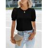 imageWomens Lace Short Sleeve Tops Dressy Casual Blouses Business Work Office T Shirts 2025 Trendy Summer ClothesBlack