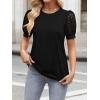 imageWomens Lace Short Sleeve Tops Dressy Casual Blouses Business Work Office T Shirts 2025 Trendy Summer ClothesBlack