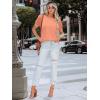 imageWomens Lace Short Sleeve Tops Dressy Casual Blouses Business Work Office T Shirts 2025 Trendy Summer ClothesCoral Pink