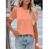 imageWomens Lace Short Sleeve Tops Dressy Casual Blouses Business Work Office T Shirts 2025 Trendy Summer ClothesCoral Pink