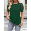 imageWomens Lace Short Sleeve Tops Dressy Casual Blouses Business Work Office T Shirts 2025 Trendy Summer ClothesGreen