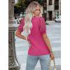 imageWomens Lace Short Sleeve Tops Dressy Casual Blouses Business Work Office T Shirts 2025 Trendy Summer ClothesHot Pink
