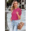 imageWomens Lace Short Sleeve Tops Dressy Casual Blouses Business Work Office T Shirts 2025 Trendy Summer ClothesHot Pink