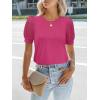 imageWomens Lace Short Sleeve Tops Dressy Casual Blouses Business Work Office T Shirts 2025 Trendy Summer ClothesHot Pink