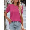 imageWomens Lace Short Sleeve Tops Dressy Casual Blouses Business Work Office T Shirts 2025 Trendy Summer ClothesHot Pink