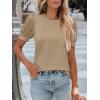imageWomens Lace Short Sleeve Tops Dressy Casual Blouses Business Work Office T Shirts 2025 Trendy Summer ClothesKhaki
