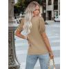 imageWomens Lace Short Sleeve Tops Dressy Casual Blouses Business Work Office T Shirts 2025 Trendy Summer ClothesKhaki