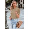 imageWomens Lace Short Sleeve Tops Dressy Casual Blouses Business Work Office T Shirts 2025 Trendy Summer ClothesKhaki