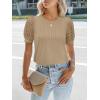 imageWomens Lace Short Sleeve Tops Dressy Casual Blouses Business Work Office T Shirts 2025 Trendy Summer ClothesKhaki