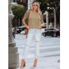 imageWomens Lace Short Sleeve Tops Dressy Casual Blouses Business Work Office T Shirts 2025 Trendy Summer ClothesKhaki