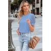 imageWomens Lace Short Sleeve Tops Dressy Casual Blouses Business Work Office T Shirts 2025 Trendy Summer ClothesLight Blue