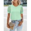 imageWomens Lace Short Sleeve Tops Dressy Casual Blouses Business Work Office T Shirts 2025 Trendy Summer ClothesLight Green