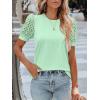imageWomens Lace Short Sleeve Tops Dressy Casual Blouses Business Work Office T Shirts 2025 Trendy Summer ClothesLight Green