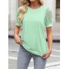 imageWomens Lace Short Sleeve Tops Dressy Casual Blouses Business Work Office T Shirts 2025 Trendy Summer ClothesLight Green