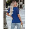 imageWomens Lace Short Sleeve Tops Dressy Casual Blouses Business Work Office T Shirts 2025 Trendy Summer ClothesRoyal Blue
