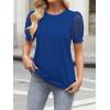 imageWomens Lace Short Sleeve Tops Dressy Casual Blouses Business Work Office T Shirts 2025 Trendy Summer ClothesRoyal Blue