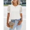 imageWomens Lace Short Sleeve Tops Dressy Casual Blouses Business Work Office T Shirts 2025 Trendy Summer ClothesWhite