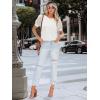imageWomens Lace Short Sleeve Tops Dressy Casual Blouses Business Work Office T Shirts 2025 Trendy Summer ClothesWhite