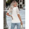 imageWomens Lace Short Sleeve Tops Dressy Casual Blouses Business Work Office T Shirts 2025 Trendy Summer ClothesWhite