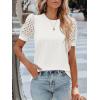 imageWomens Lace Short Sleeve Tops Dressy Casual Blouses Business Work Office T Shirts 2025 Trendy Summer ClothesWhite
