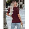 imageWomens Lace Short Sleeve Tops Dressy Casual Blouses Business Work Office T Shirts 2025 Trendy Summer ClothesWine Red