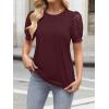 imageWomens Lace Short Sleeve Tops Dressy Casual Blouses Business Work Office T Shirts 2025 Trendy Summer ClothesWine Red