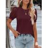 imageWomens Lace Short Sleeve Tops Dressy Casual Blouses Business Work Office T Shirts 2025 Trendy Summer ClothesWine Red