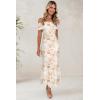imageWomens Mesh Floral Maxi Dress 2025 Summer Off The Shoulder Ruched Bodycon Long Cocktail Party Fitted DressesBeige
