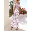 imageWomens Mesh Floral Maxi Dress 2025 Summer Off The Shoulder Ruched Bodycon Long Cocktail Party Fitted DressesBeige Floral
