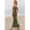imageWomens Mesh Floral Maxi Dress 2025 Summer Off The Shoulder Ruched Bodycon Long Cocktail Party Fitted DressesGreen