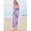imageWomens Mesh Floral Maxi Dress 2025 Summer Off The Shoulder Ruched Bodycon Long Cocktail Party Fitted DressesPurple