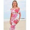 imageWomens Mesh Floral Maxi Dress 2025 Summer Off The Shoulder Ruched Bodycon Long Cocktail Party Fitted DressesWhite Floral