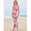 imageWomens Mesh Floral Maxi Dress 2025 Summer Off The Shoulder Ruched Bodycon Long Cocktail Party Fitted DressesWhite Floral