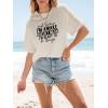 imageWomens Oversized T Shirts Graphic Tees Summer Short Sleeve Casual Loose Crewneck Basic Tunic Tops Trendy 2025Beige