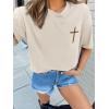 imageWomens Oversized T Shirts Graphic Tees Summer Short Sleeve Casual Loose Crewneck Basic Tunic Tops Trendy 2025Beige2