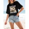 imageWomens Oversized T Shirts Graphic Tees Summer Short Sleeve Casual Loose Crewneck Basic Tunic Tops Trendy 2025Black Cat