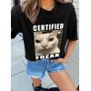 imageWomens Oversized T Shirts Graphic Tees Summer Short Sleeve Casual Loose Crewneck Basic Tunic Tops Trendy 2025Black Cat