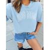imageWomens Oversized T Shirts Graphic Tees Summer Short Sleeve Casual Loose Crewneck Basic Tunic Tops Trendy 2025Blue