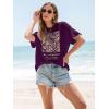 imageWomens Oversized T Shirts Graphic Tees Summer Short Sleeve Casual Loose Crewneck Basic Tunic Tops Trendy 2025Purple Flower 1